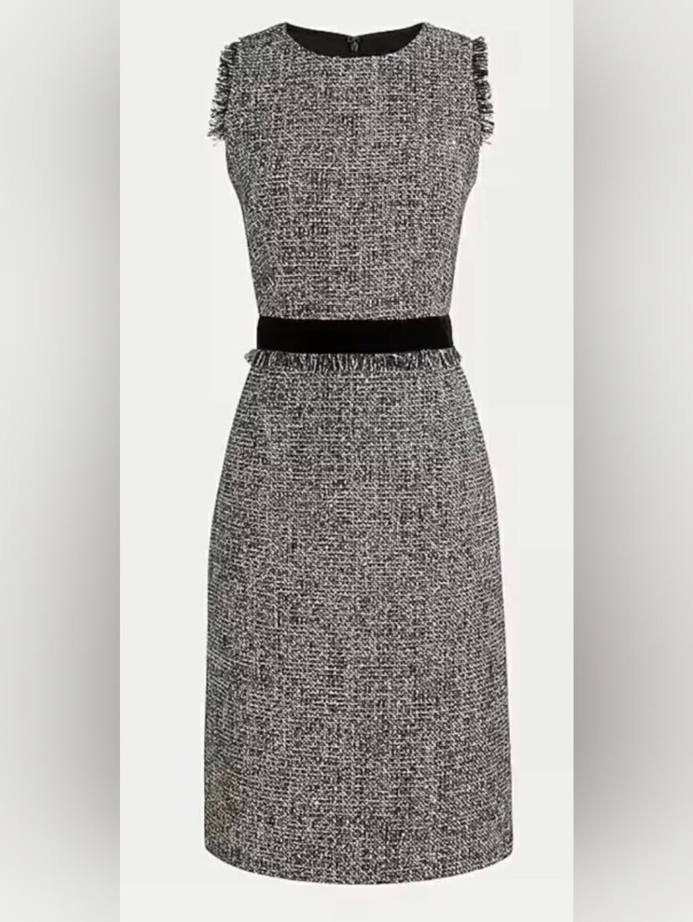 J. Crew Black and White Tweed Midi Sheath Dress